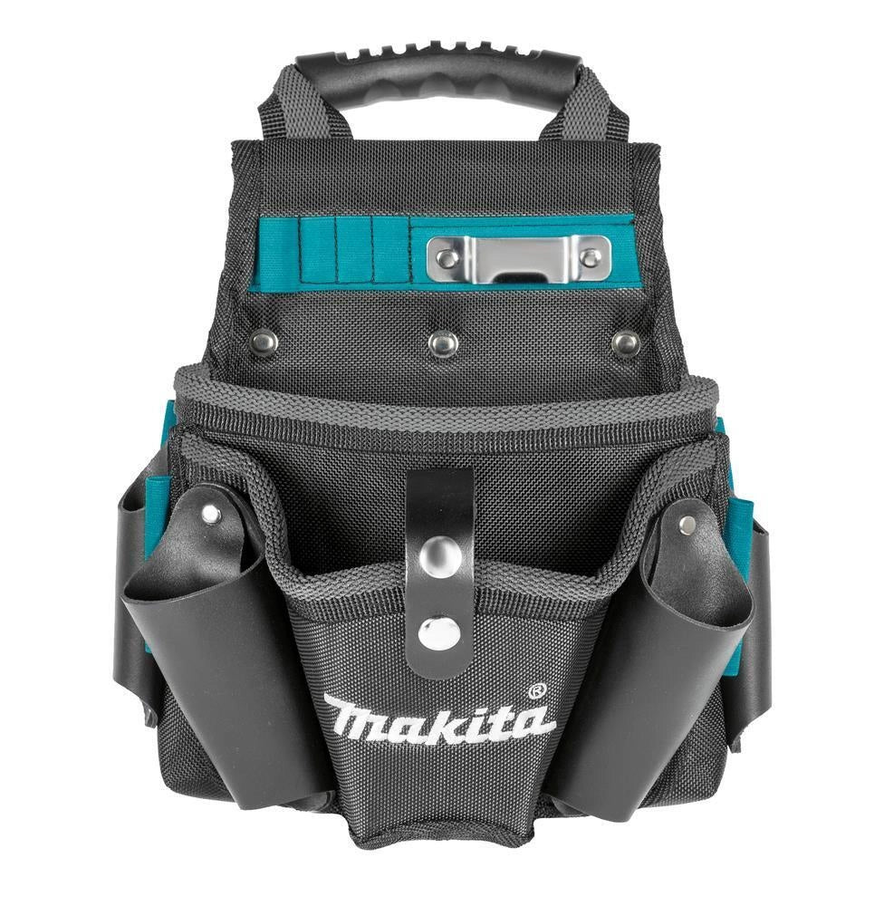 Makita E-15182 Borsa Portautensili per Trapano Ambidestro in Pelle e Poliestere con Supporto per Metro e Clip per Cintura colore Nero
