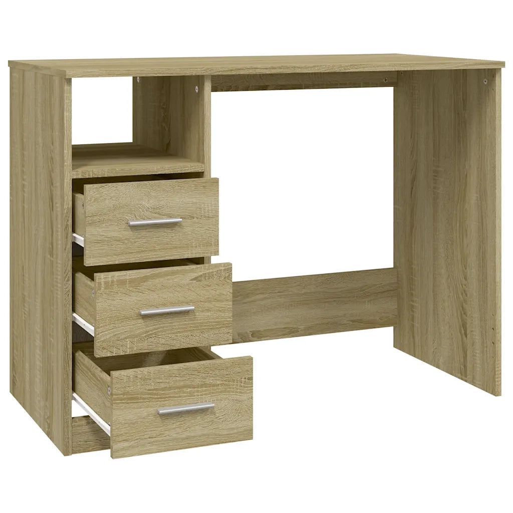 Scrivania | Tavolo da Ufficio Cassetti Rovere Sonoma 102x50x76 cm Legno Multistrato