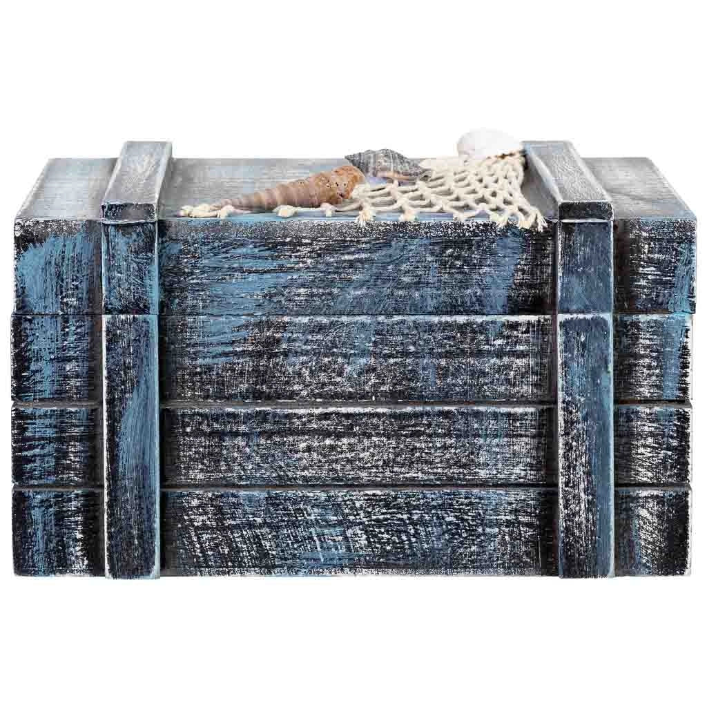 Scatola decorativa in legno blu 22x16x13h cm
