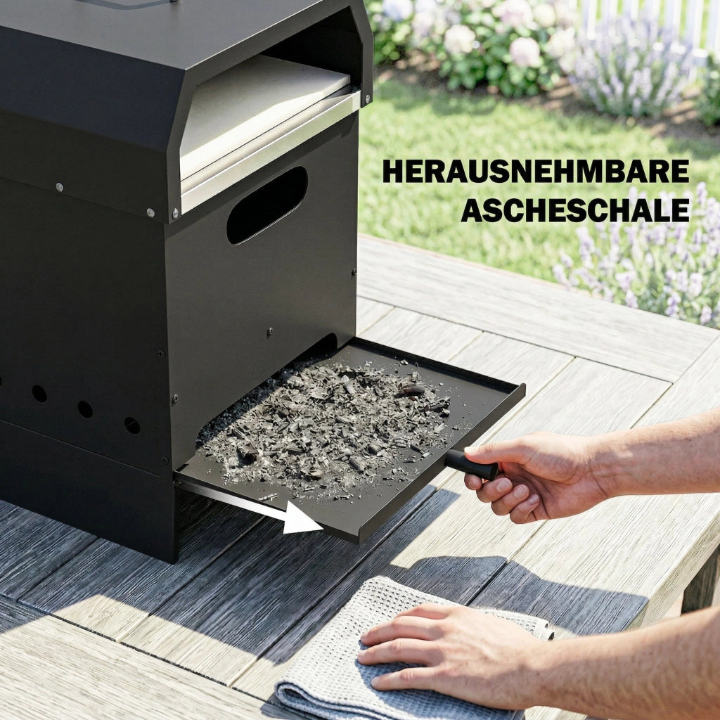 Forno per Pizza da Giardino 2 Livelli con Pizzastein ¨C zephmum ¨C Legno
