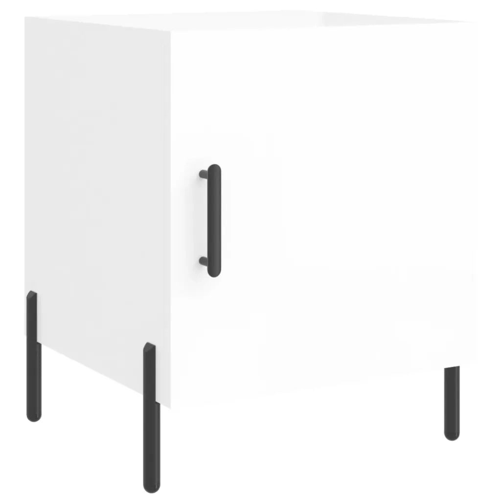 Comodini 2 pz Bianco Lucido 40x40x50 cm in Legno Multistrato 827585