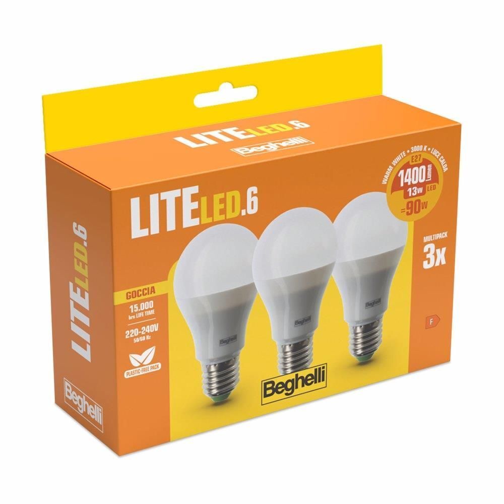 Beghelli LiteLED.6 Lampadina a risparmio energetico Bianco caldo 3000 K 13 W E27 F