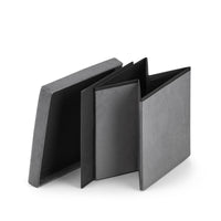 Pouf pieghevole VALORA L - Seduta contenitore in velluto grigio x8
