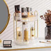 Organizzatore cosmetico, tavoletta di applicazione rotante 360°, organizzatore per la cura della pelle, contenitore per make-up per camera da letto, bagno (bianco, 2 strati)