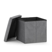 Pouf pieghevole VALORA M - Seduta contenitore in velluto grigio 30x30x30cm x 16