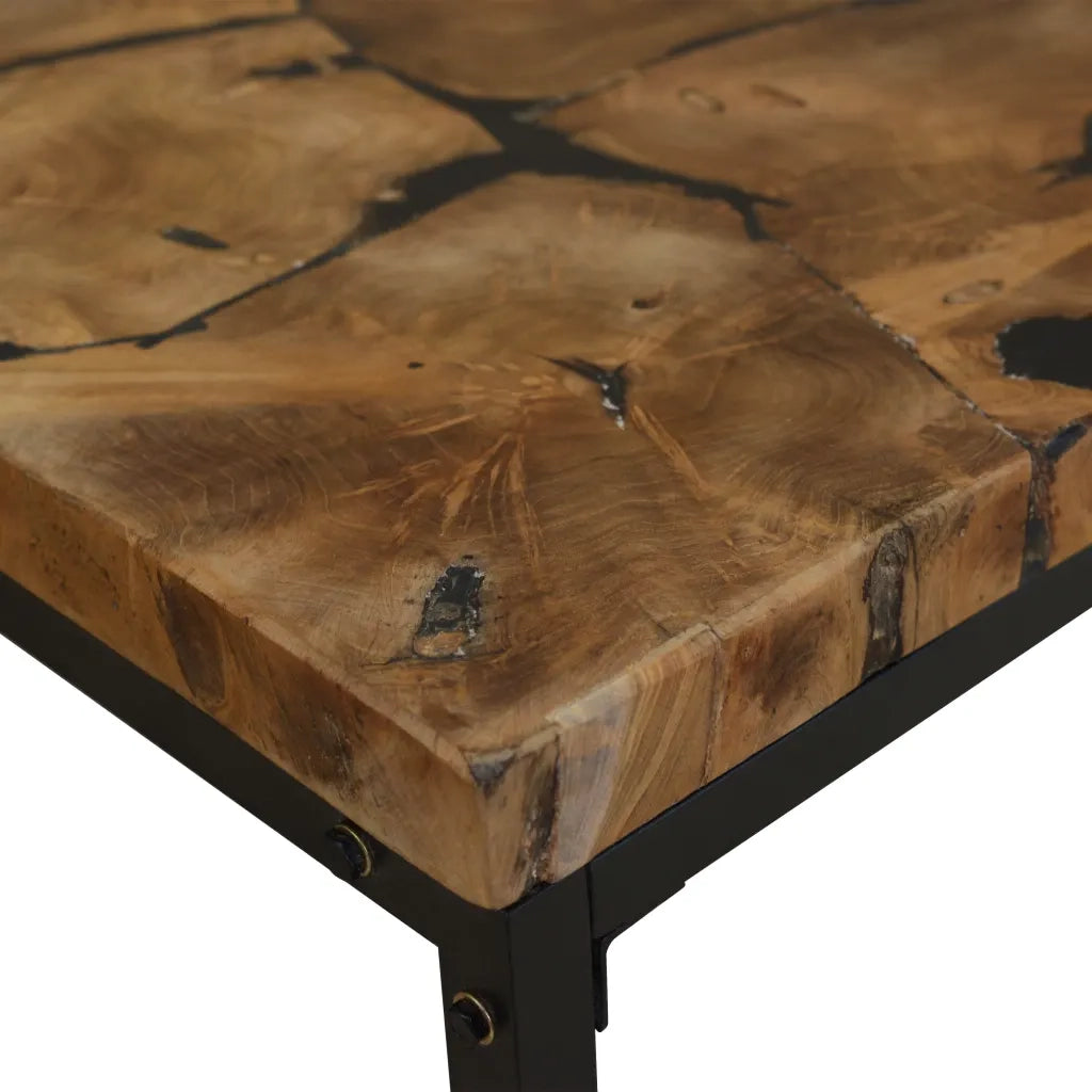 Tavolino da CaffÃ¨ in Legno di Teak e Resina 60x60x40 cm cod mxl 17833