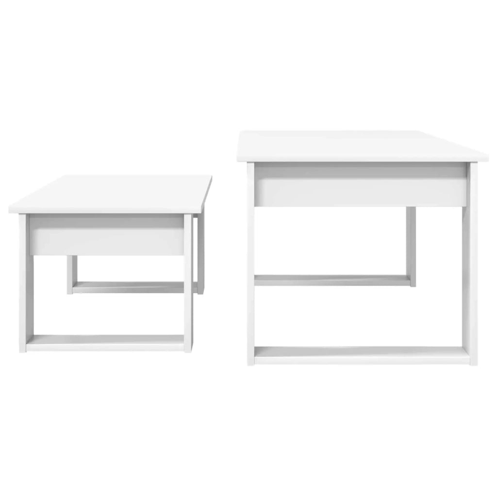 Set di Tavolini da Caffè 2 pcs Bianco Legno multistrato 8000132