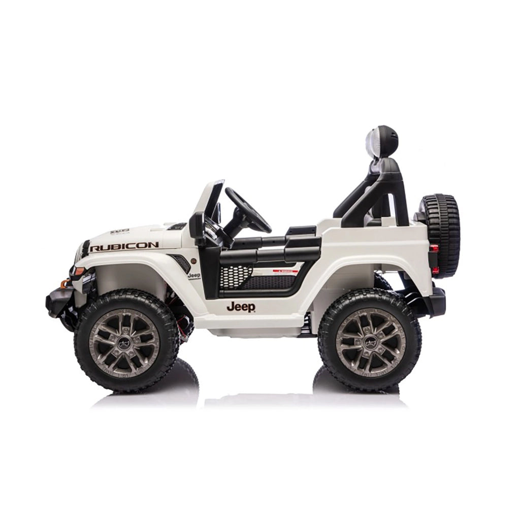 Macchina Elettrica per Bambini Jeep Wrangler Rubicon 12V con Telecomando Bianco