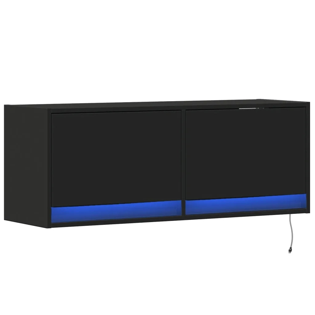 Mobile TV a Parete con Luci LED Nero 100x31x35 cm 852363