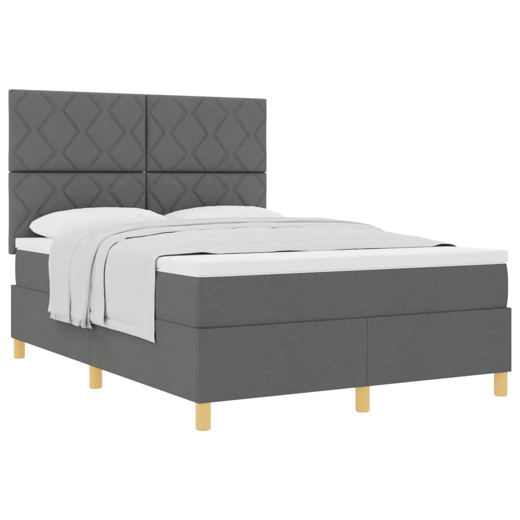 Letto a molle con materasso Grigio scuro 140 x 190 cm Tessuto 3339694