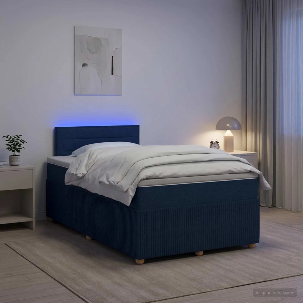 Letto box spring con materasso Blu 120 x 200 cm Tessuto 3452903