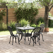 Set da pranzo per giardino 5 pezzi vitaXL in alluminio fuso nero