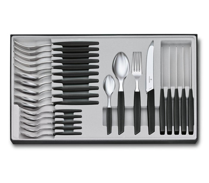 Victorinox Swiss Modern set di posate 24 pz Nero