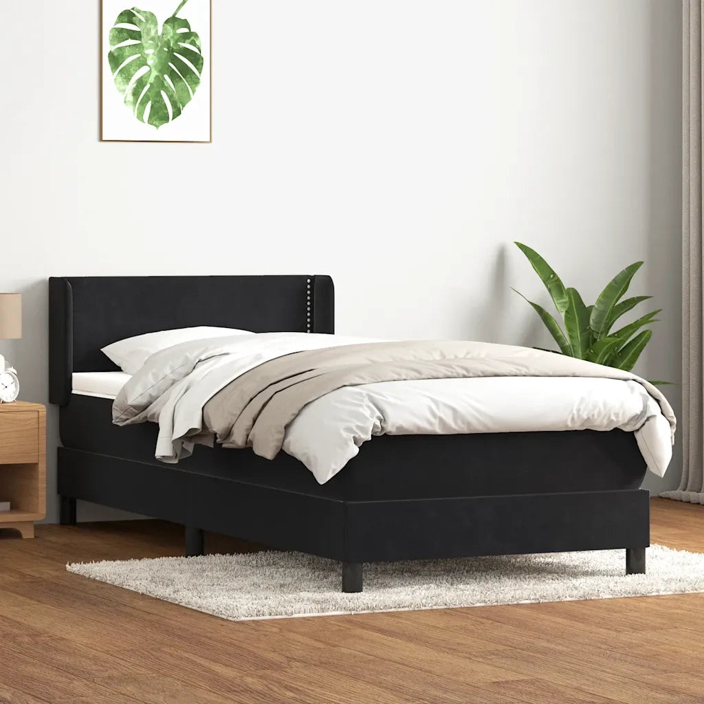 vidaXL Giroletto a Molle con Materasso Nero 90x210 cm in Velluto
