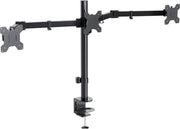 Supporto per 3 Monitor - LED LCD - 13-24 pollici - Standard di Scrivania - Rotativo 180° - Girevole 360° - Regolabile in altezza - Fino a 10kg per Monitor - VESA 75/100 - Nero