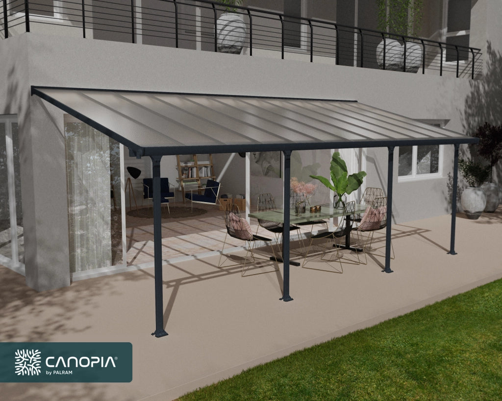 Pergola Addossata in Alluminio Feria 3X7.3 m colore Grigio