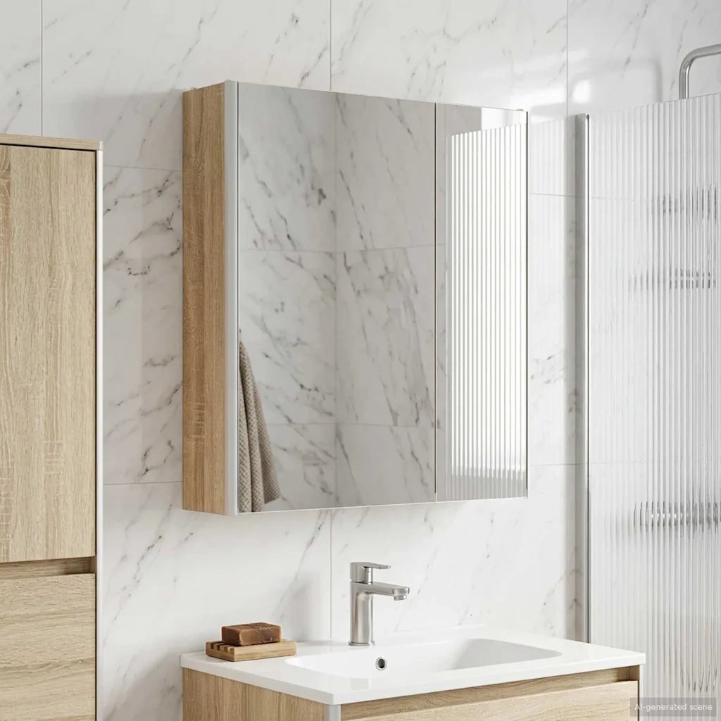 Mobiletto per specchio da Bagno | Armadio da bagno Rovere Sonoma