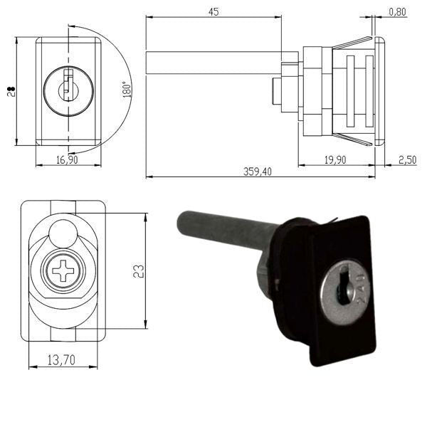 OMR 163395q Serratura Mobili Applicazione Perno Verticale