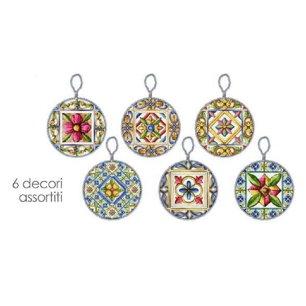 Trade Shop - Quadro Quadretto Piastrella In Ceramica Porcellana Tondo 16 Cm 6 Decori 828928 -