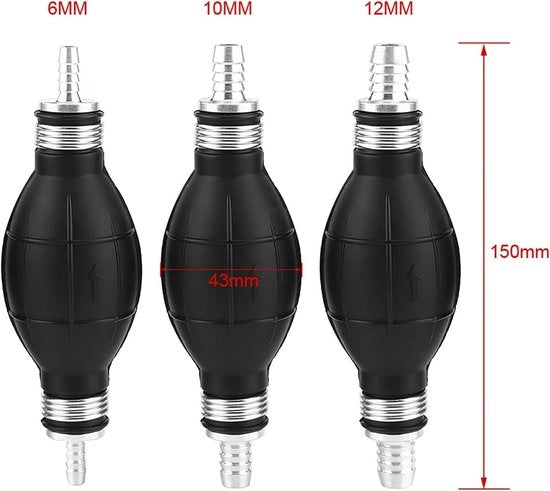 Pompa a mano per trasferimento di carburante a vuoto con lampada tipo per benzina, gasolio e diesel per accessori di imbarcazione (10mm)