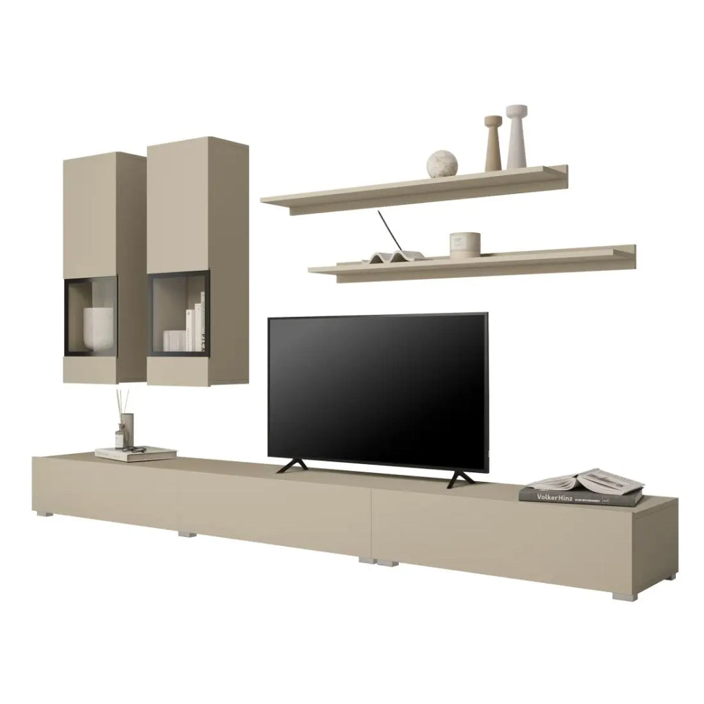 Set mobili da salotto RAMOS – Beige chiaro – Design contemporaneo senza LED