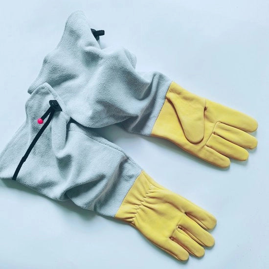 Manicure per giardinaggio - Manica protettiva - Pelle perforazione resistente - Protezione avambraccio - Per uomo e donna - Regalo giardiniere - Giallo oro - Misura L