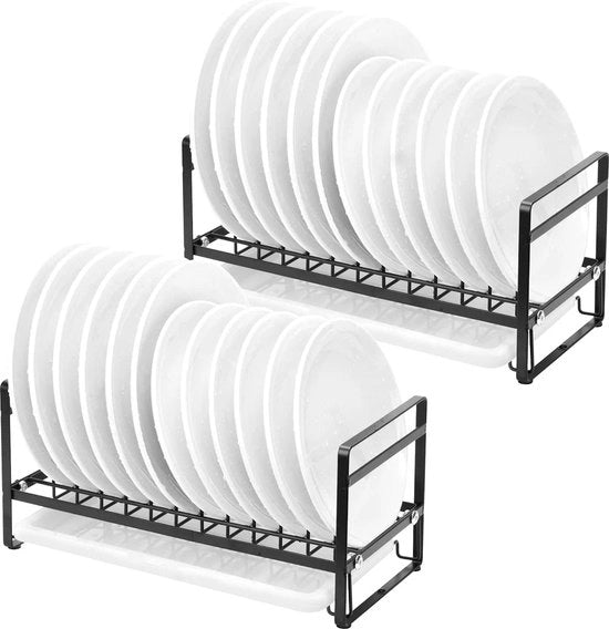 Afdruiprek per asciugatrice - 2 pezzi - nero - afdruipbak - rimovibile - cucina - piano di lavoro - mobile - DR346B