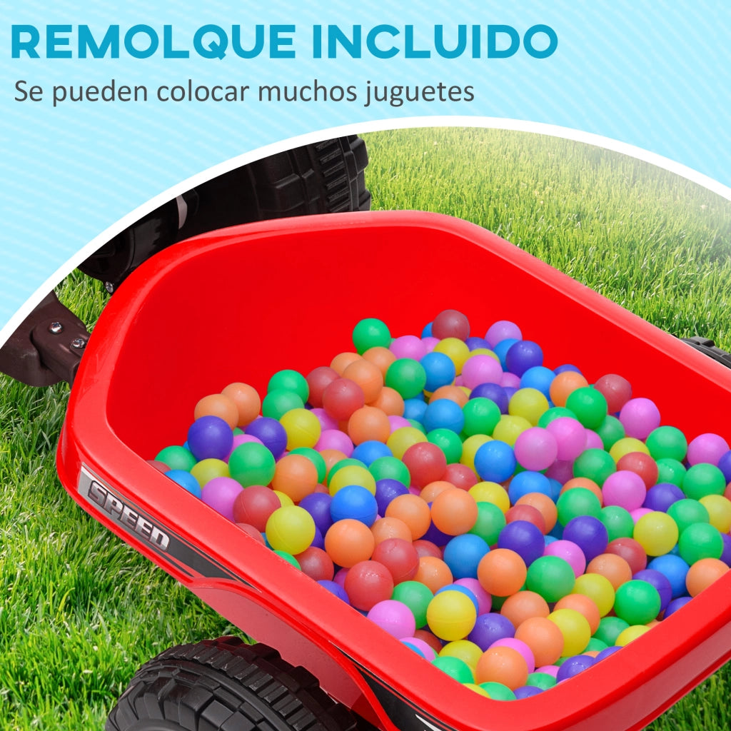 Quad Elettrico per Bambini con Rimorchio ¨C Xylo ¨C Rosso 106x41,5x48,5 cm