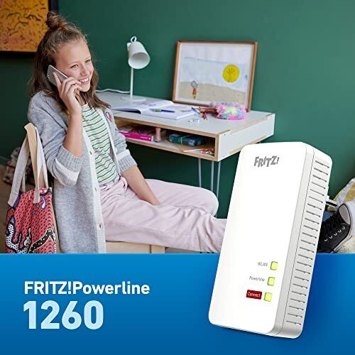 FRITZ!Powerline 1260 1200 Mbit/s Collegamento ethernet LAN Wi-Fi Bianco 1 pz