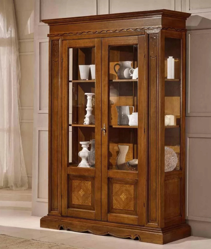 Vetrina in legno 2 porte arte povera bassano l.146 p.49 x h.213 - Mobili 2G
