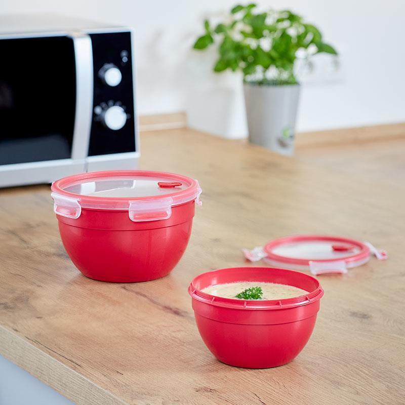 EMSA Clip & Micro Contenitore Rotondo Microonde, Rosso, 2,6 L