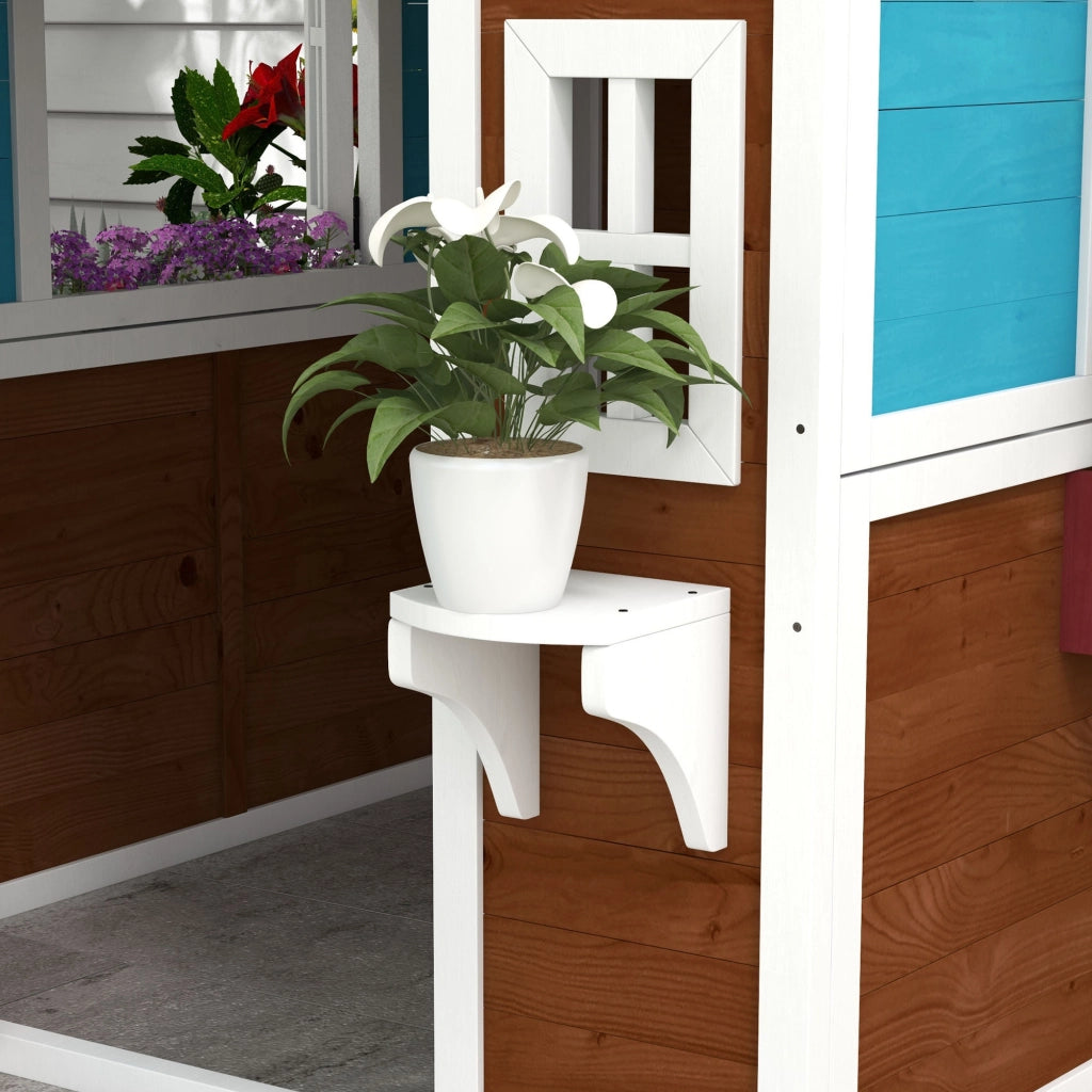 Casetta da giardino per bambini ¨C zephmum ¨C Legno, blu, con finestre e fioriere