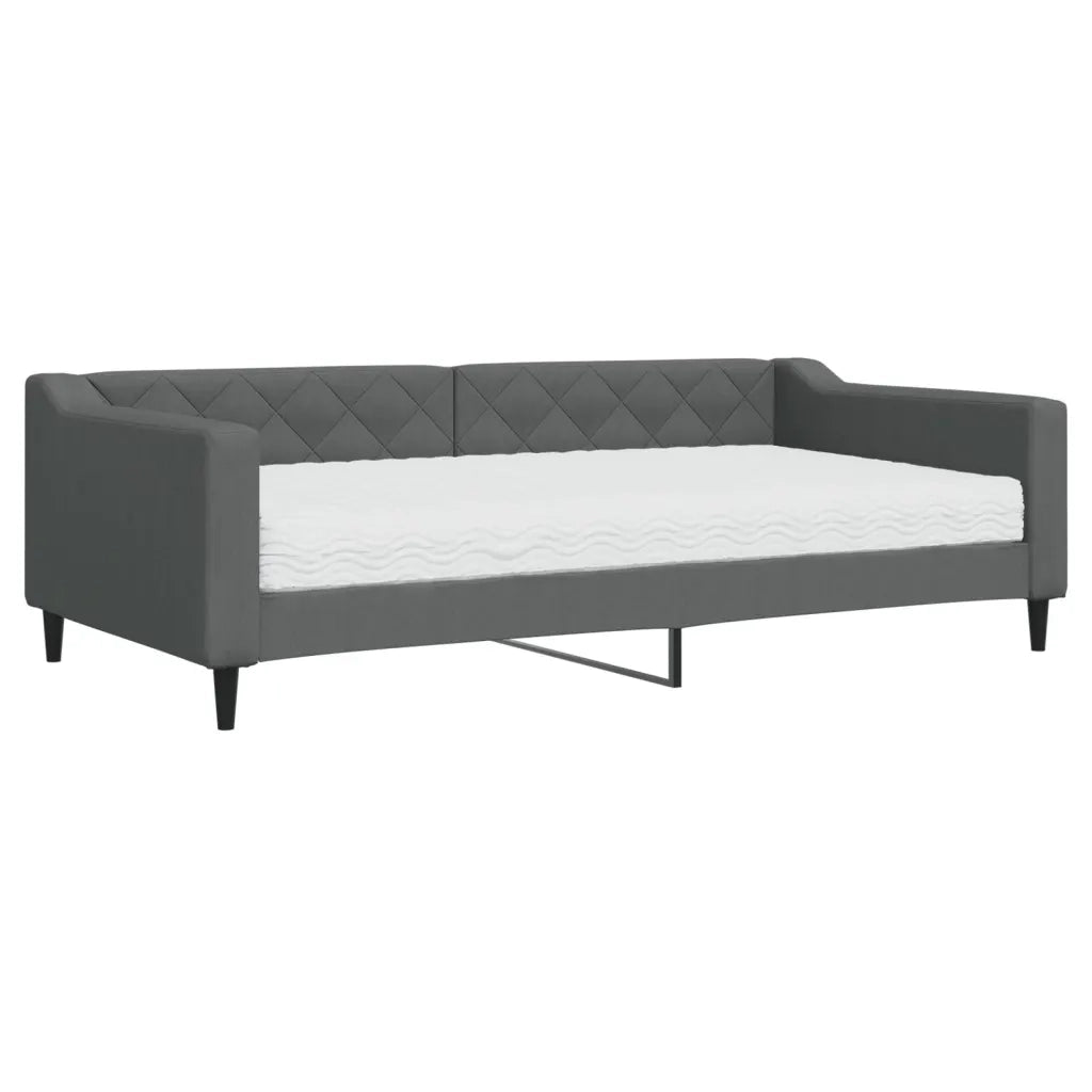 Divano Letto con Materasso Grigio Scuro 100x200 cm in Tessuto 3197414