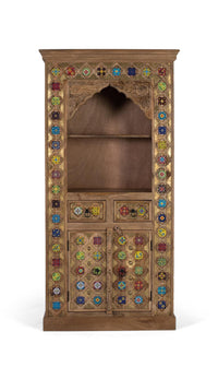 Libreria in legno di mango dal design unico realizzato a mano