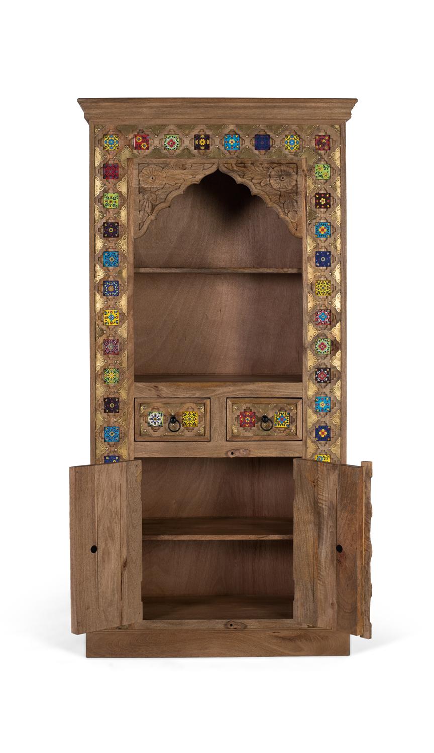 Libreria in legno di mango dal design unico realizzato a mano