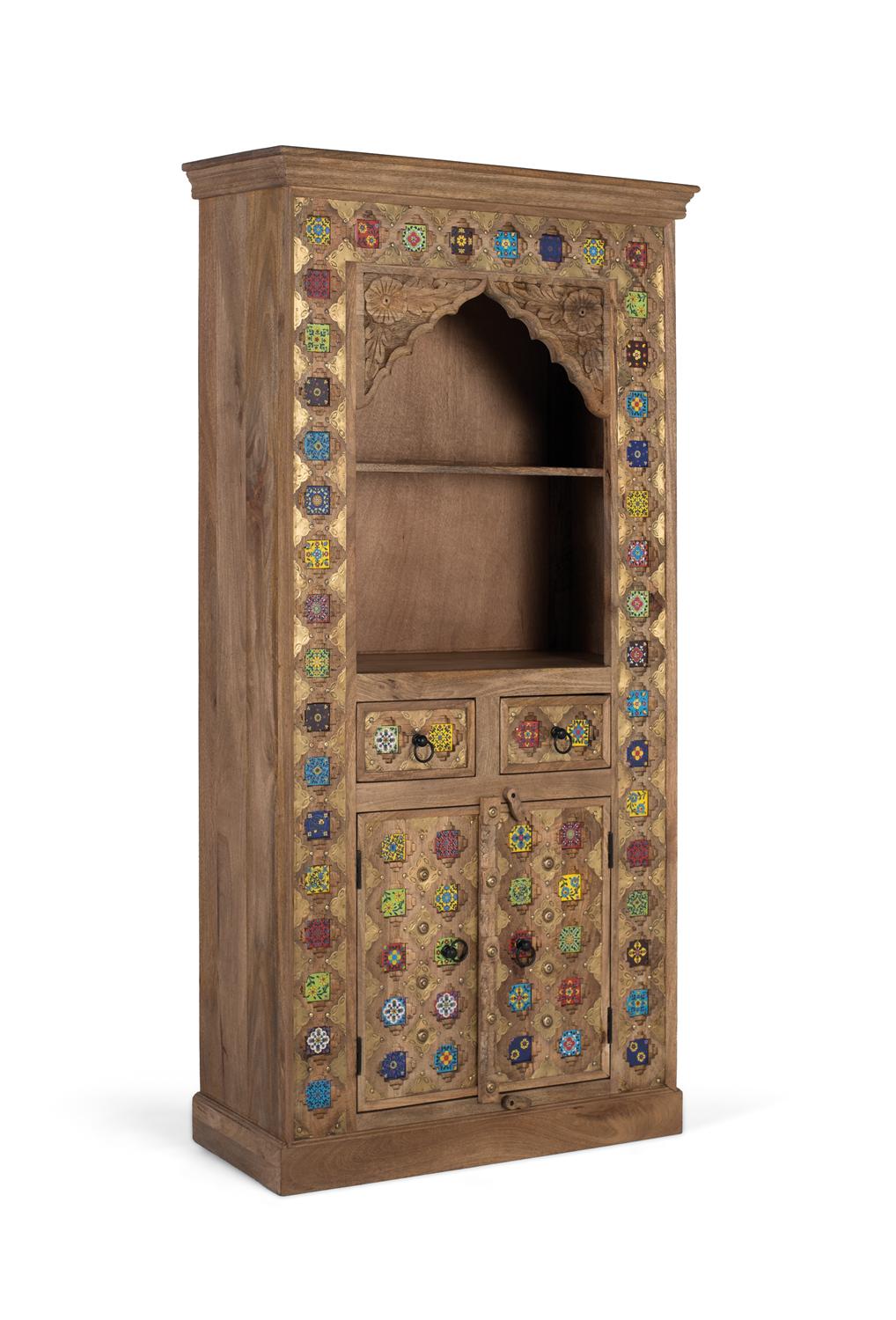 Libreria in legno di mango dal design unico realizzato a mano