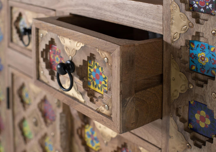 Libreria in legno di mango dal design unico realizzato a mano