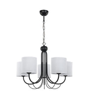 Lampadario 5 luci nero con paralumi bianchi E27 Jupiter