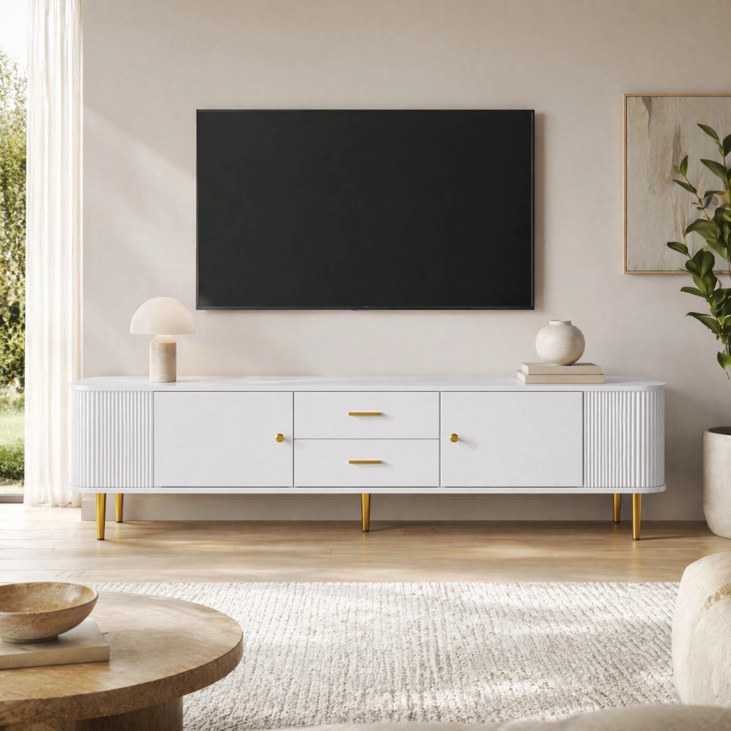MOBILE TV con 2 cassetti e 2 ante 170x34x45 cm MDF Bianco