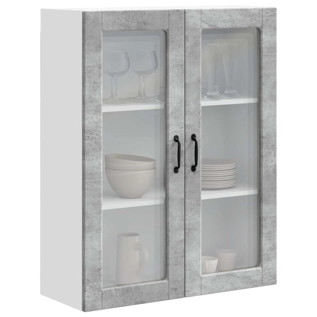 Pensile cucina con lo scaffale-Mobile Cucina da Parete Grigio cemento 80 x 31 x 100 cm