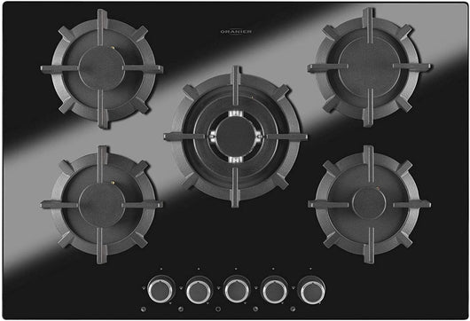 Oranier GKH 2784 Piano cottura 5 Fuochi a Gas da Incasso Larghezza 75 cm Griglie in Ghisa colore Nero
