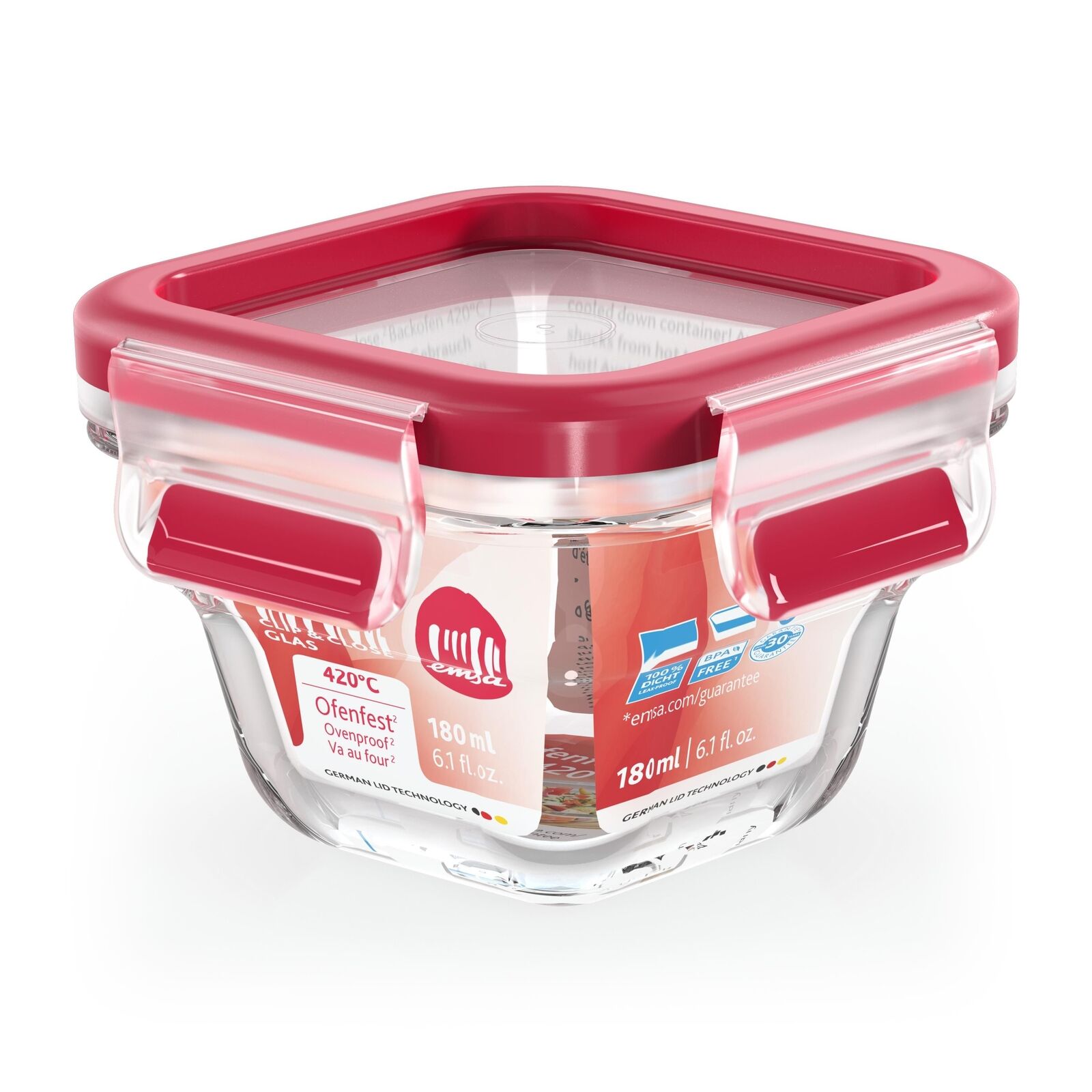 EMSA CLIP & CLOSE N10413 Quadrato Scatola 0,18 L Trasparente 1 pz