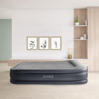 Intex 64136ND Materasso Dura-Beam Pillow Rest Deluxe Matrimoniale Bicolore con Pompa Elettrica Incorporata 152x203x42 cm