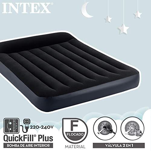 Intex 64148N Materasso Dura-Beam Pillow Rest Piazza e Mezza con Pompa Elettrica Incorporata 137x191x25 cm 137x191x25 cm Piazza e Mezza Versione 2023