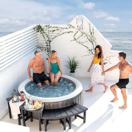 Intex 28515 Set di Panchine per PureSpa Rotonda 4 posti 2 pezzi medi e 2 pezzi alti marrone scuro