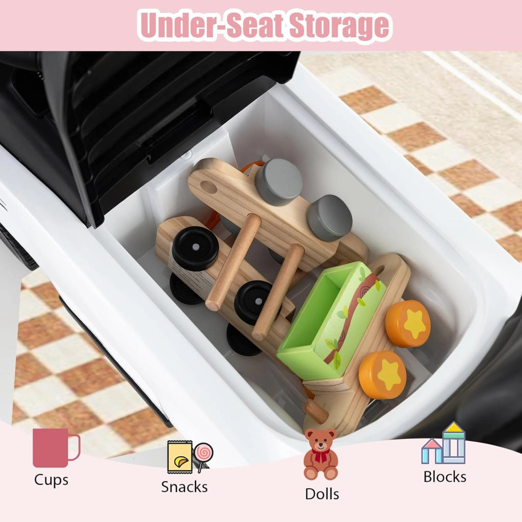 Macchina Cavalcabile per Bambini 1-3 Anni, Cavalcabile Bambino 3 in 1, Pignée Amovibile, Guida Realistica con Volante, Clacson, Musica, Carico 25 kg, Ruote Antiscivolo, Regali Bambini (Rosa)