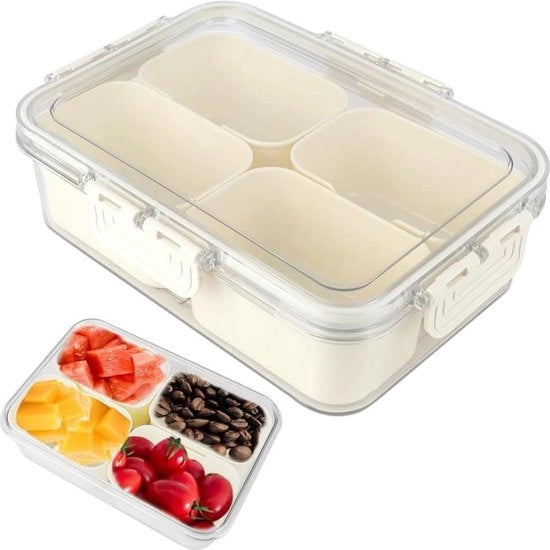 Snackbox con coperchio - 4 contenitori - contenitore per snack con maniglia - box per spezie da cucina - box per bambini - box per frutta, dolci, noci - contenitore per snack Lavastoviglie