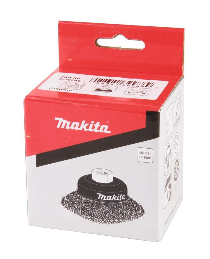 Makita D-39746 Ruota a raggi di filo di acciaio Spazzola a forma di tazza 6 cm 1 pz