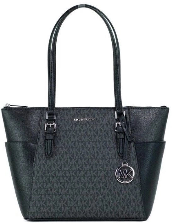 Borsa a Tracolla Grande con Cerniera Superiore (Nero)
