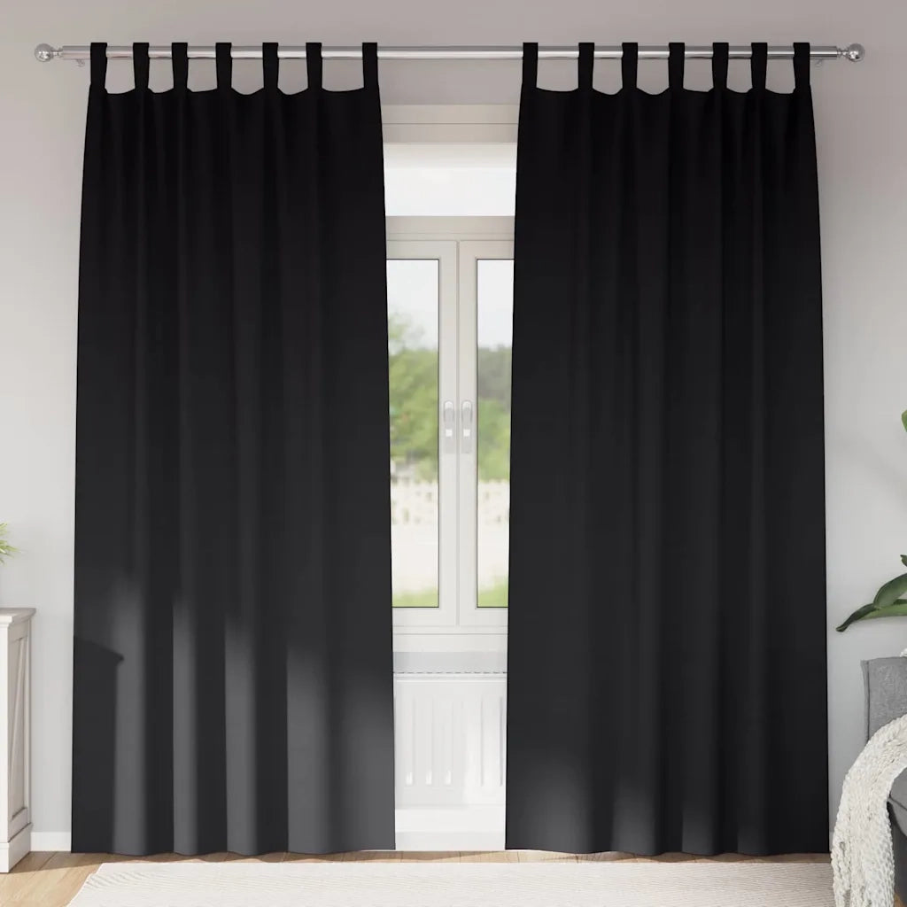 Tende Blackout con Anelli 2 pcs Nero 260 x 140 cm Poliestere 4107542